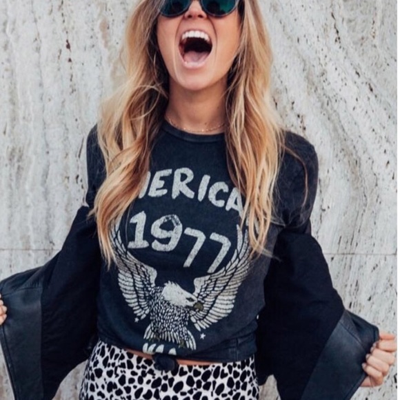 Tops - SOLD OUT Black American 1977 Eagle Boho Graphic Tee
